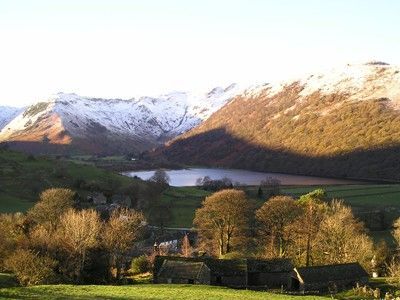 Loch, Lake, Waterfall in Patterdale, England Loch, Lake, Waterfall in Cumbria, England