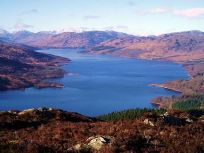 Loch, Lake, Waterfall in Loch Katrine, Scotland Loch, Lake, Waterfall in Stirlingshire, Scotland